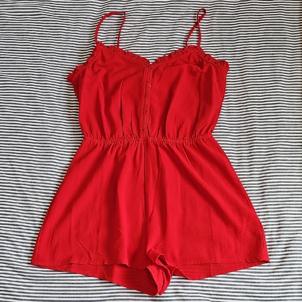 Red Spaghetti Strap Romper
